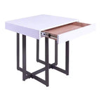 Neyo Table d'appoint carrée de 55,8 cm en MDF avec tiroir, Blanc - miBasics