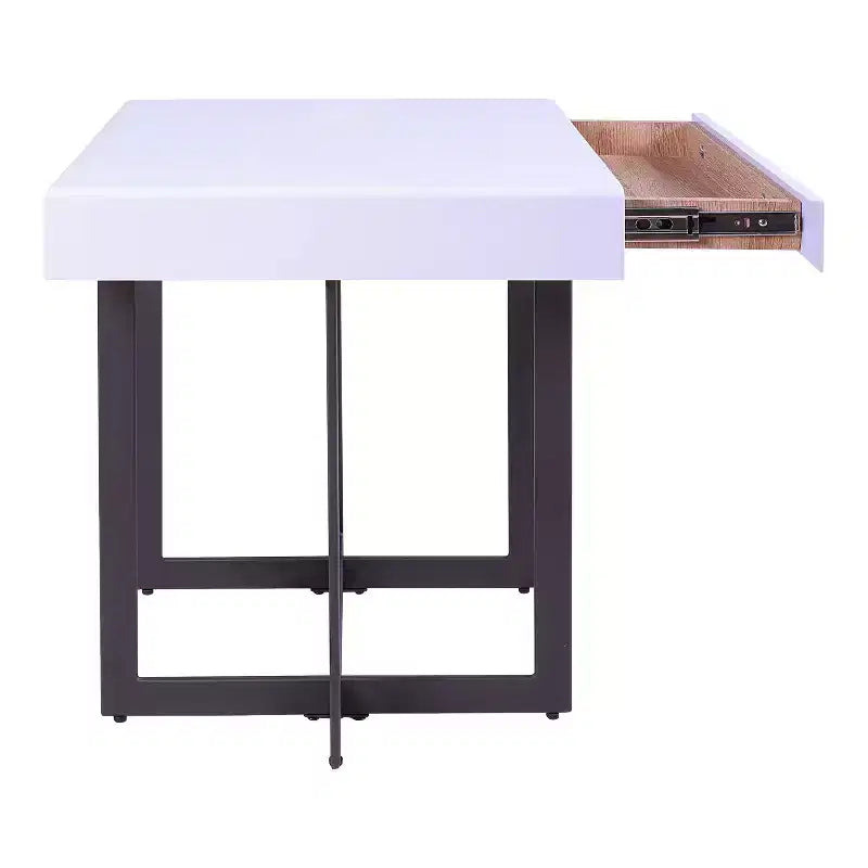 Neyo Table d'appoint carrée de 55,8 cm en MDF avec tiroir, Blanc - miBasics