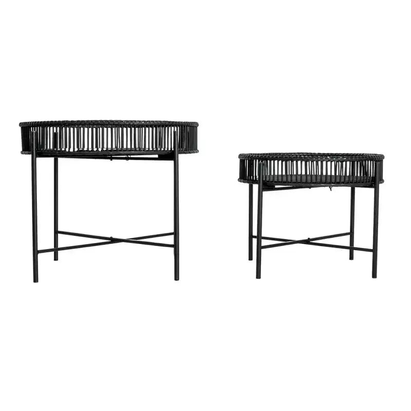 Plateaux de table ronds sur pieds Storied Home (lot de 2) - Noir