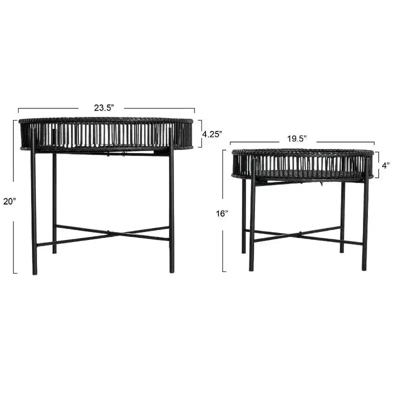 Plateaux de table ronds sur pieds Storied Home (lot de 2) - Noir