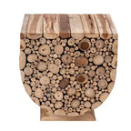 Table d'appoint Augusta 56 cm beige d'East at Main : Bois de Munggur recyclé, en forme de U, aucun assemblage requis
