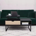Bryson Table basse relevable bicolore avec rangement noir - Teamson Home : Bureau moderne pour la maison