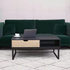 Bryson Table basse relevable bicolore avec rangement noir - Teamson Home : Bureau moderne pour la maison