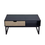 Bryson Table basse relevable bicolore avec rangement noir - Teamson Home : Bureau moderne pour la maison