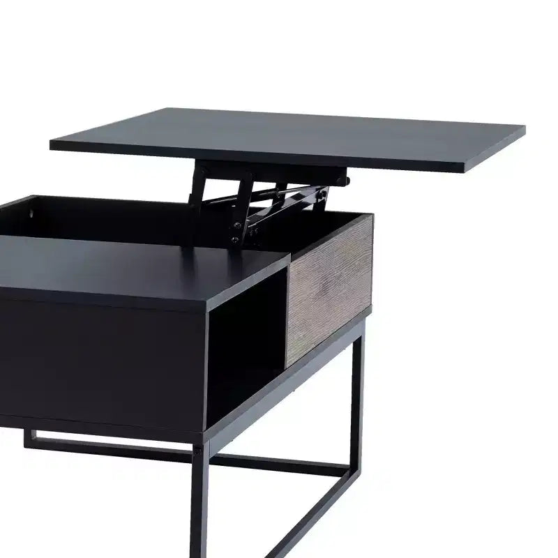 Bryson Table basse relevable bicolore avec rangement noir - Teamson Home : Bureau moderne pour la maison