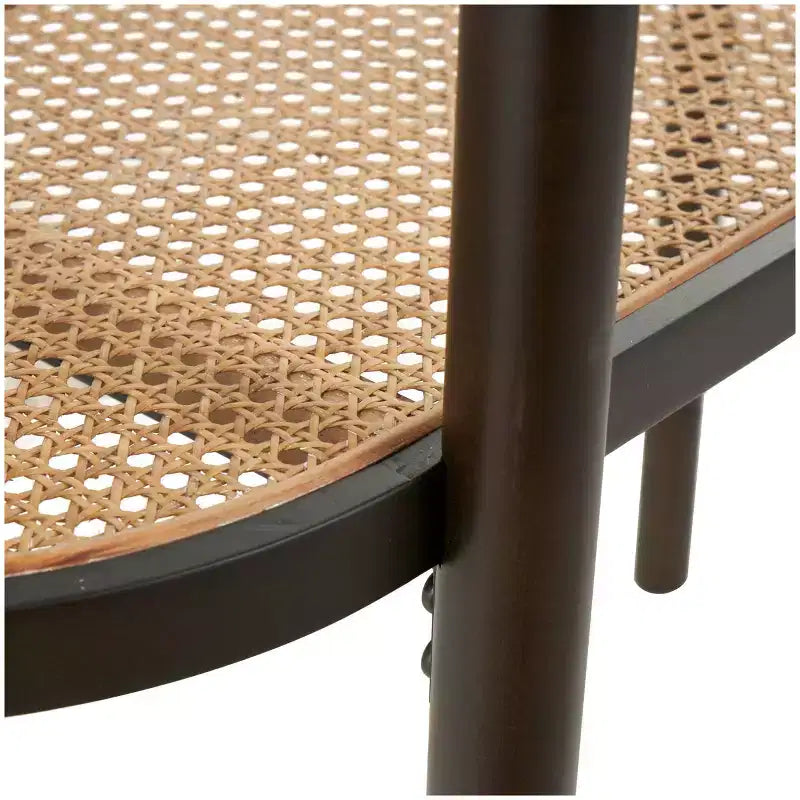 Olivia & May Console en rotin avec dessus en verre trempé pressé marron : style fermier, aucun assemblage requis