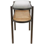 Olivia & May Console en rotin avec dessus en verre trempé pressé marron : style fermier, aucun assemblage requis