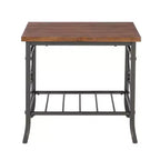 Powell Richie Ensemble 3 tables basses et d'appoint Métal finition bronze foncé et dessus en placage châtaignier : Ensemble de mobilier de salon rectangulaire