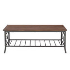 Powell Richie Ensemble 3 tables basses et d'appoint Métal finition bronze foncé et dessus en placage châtaignier : Ensemble de mobilier de salon rectangulaire