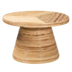 bali & pari Bella Natural Rattan and Mahogany Wood Coffee Table Natural: 17.7" High, No Assembly Required