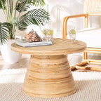 Table basse bali & pari Bella en rotin naturel et bois d'acajou naturel : 45 cm de hauteur, aucun assemblage requis