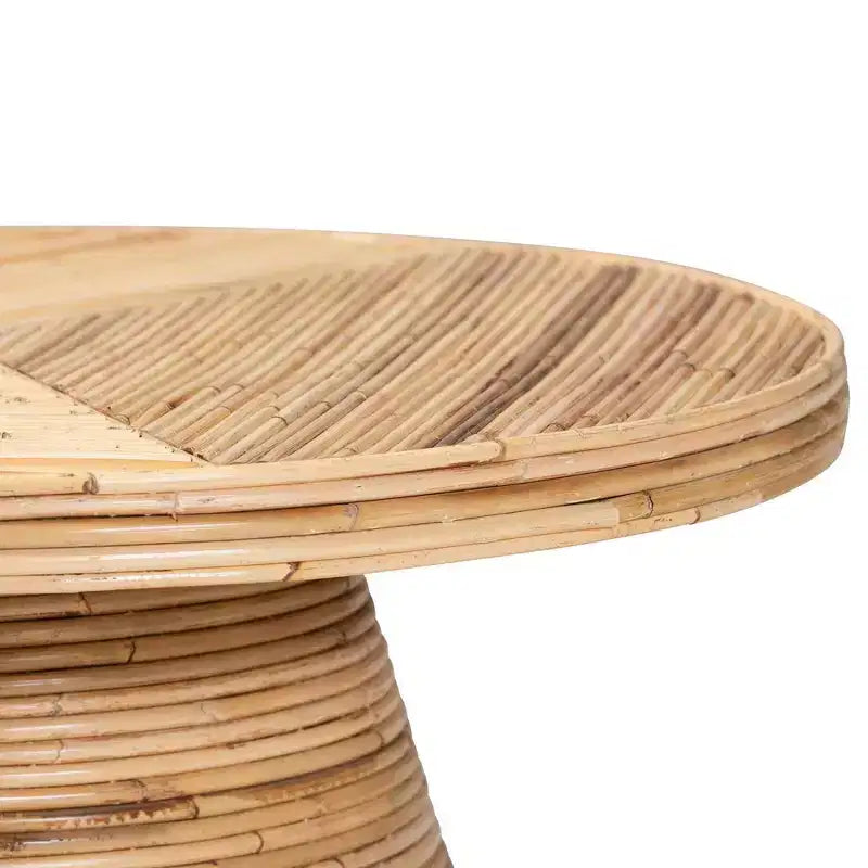 Table basse bali & pari Bella en rotin naturel et bois d'acajou naturel : 45 cm de hauteur, aucun assemblage requis
