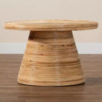 Table basse bali & pari Bella en rotin naturel et bois d'acajou naturel : 45 cm de hauteur, aucun assemblage requis