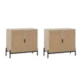Nathan James Set of 2 Andrew Rattan Storage Cabinet Light Oak