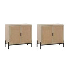 Nathan James Set of 2 Andrew Rattan Storage Cabinet Light Oak