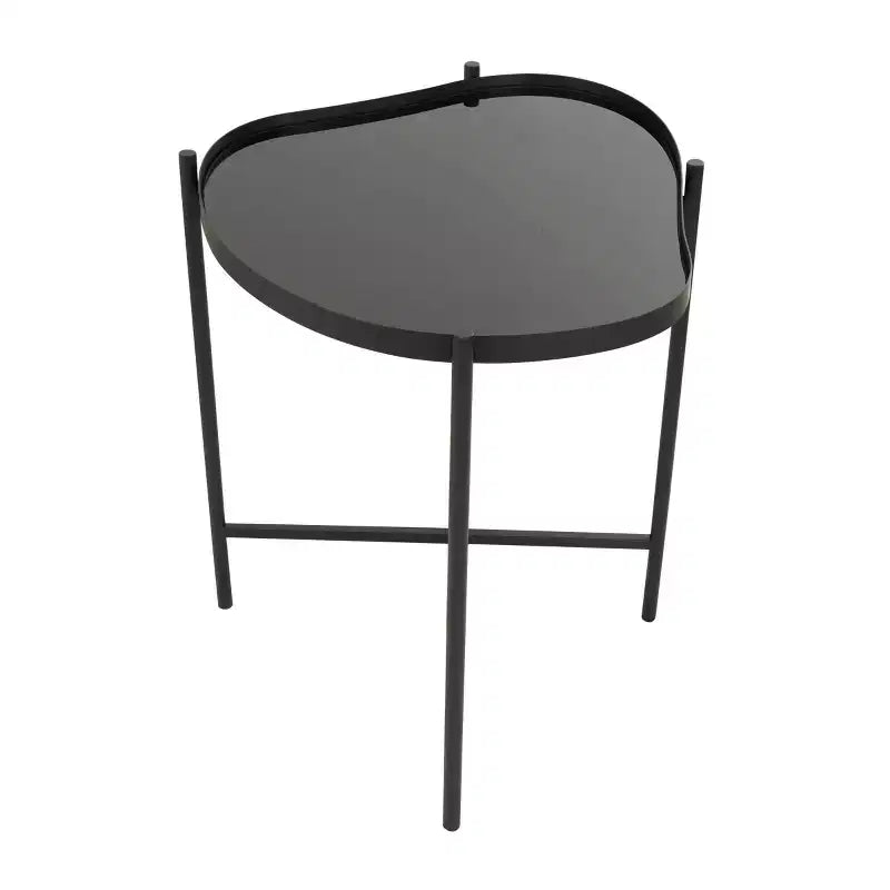 Table d'appoint abstraite ondulée en métal Olivia & May : aucun assemblage, utilisation en intérieur, plateau en verre, 53 cm de hauteur
