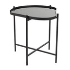 Table d'appoint abstraite ondulée en métal Olivia & May : aucun assemblage, utilisation en intérieur, plateau en verre, 53 cm de hauteur