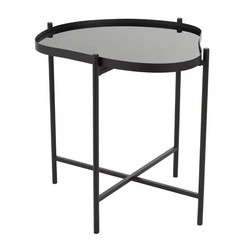 Table d'appoint abstraite ondulée en métal Olivia & May : aucun assemblage, utilisation en intérieur, plateau en verre, 53 cm de hauteur