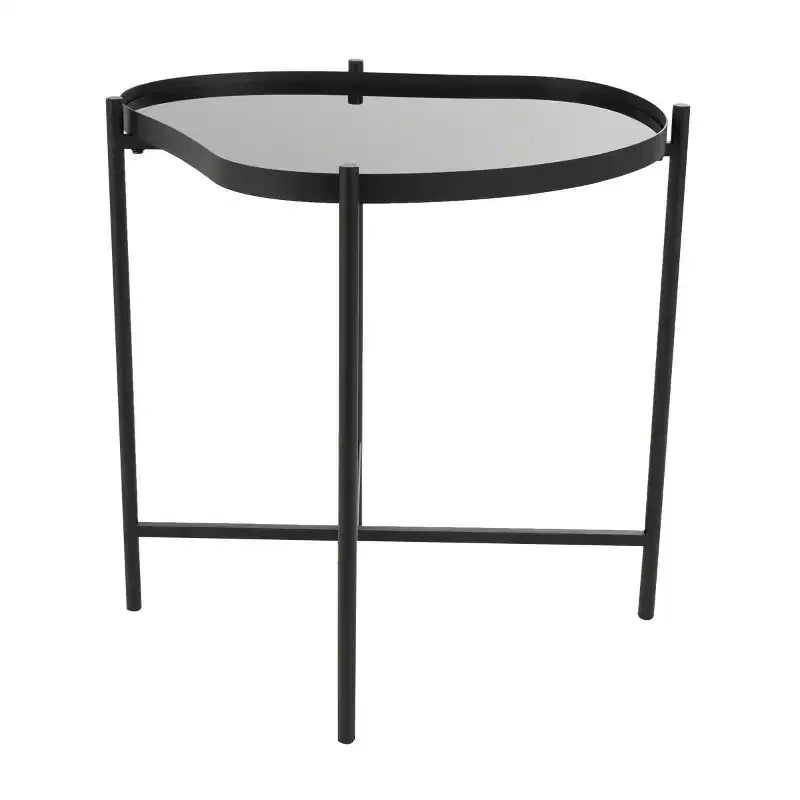 Table d'appoint abstraite ondulée en métal Olivia & May : aucun assemblage, utilisation en intérieur, plateau en verre, 53 cm de hauteur