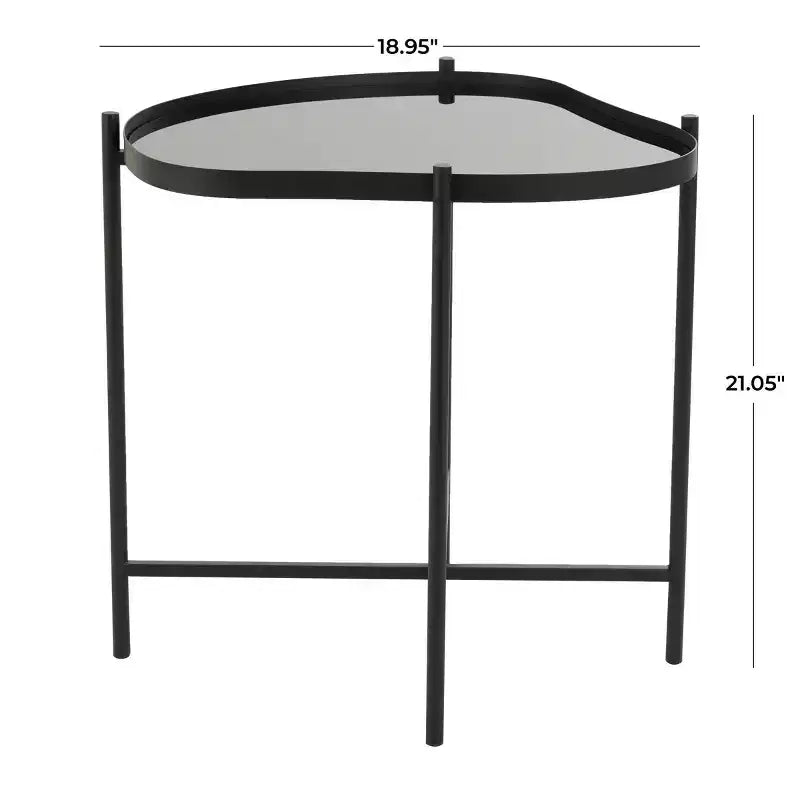 Table d'appoint abstraite ondulée en métal Olivia & May : aucun assemblage, utilisation en intérieur, plateau en verre, 53 cm de hauteur