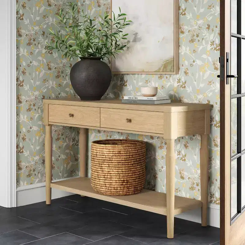 Console en bois tourné avec deux tiroirs Naturel - Threshold™