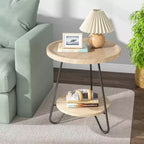 LITTLE TREE Table d'appoint ronde à 2 niveaux, marron rustique