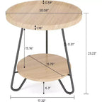 LITTLE TREE Table d'appoint ronde à 2 niveaux, marron rustique
