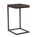 Hamri Traditional C Style Accent Table Walnut Wood and Hand Distressed Black Metal Frame - Powell: Sofa Side, Bedroom Use