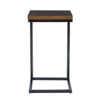 Table d'appoint style traditionnel Hamri, bois de noyer et structure en métal noir vieilli à la main - Powell : À côté du canapé, utilisation en chambre