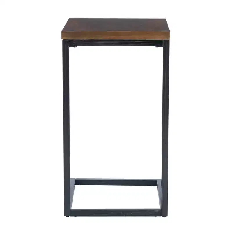 Table d'appoint style traditionnel Hamri, bois de noyer et structure en métal noir vieilli à la main - Powell : À côté du canapé, utilisation en chambre