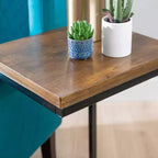 Table d'appoint style traditionnel Hamri, bois de noyer et structure en métal noir vieilli à la main - Powell : À côté du canapé, utilisation en chambre