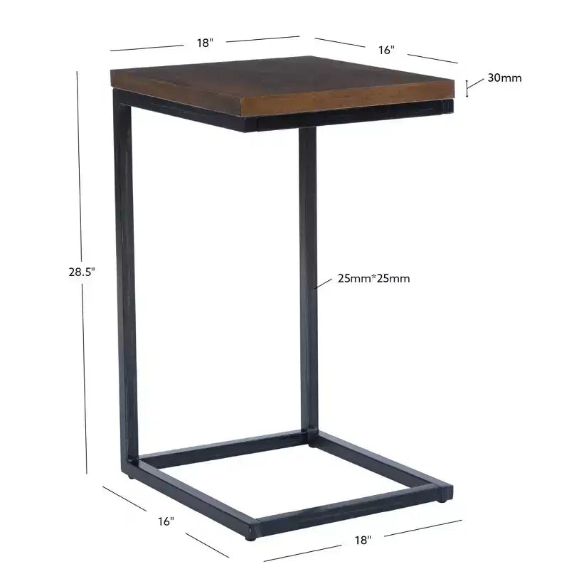 Table d'appoint style traditionnel Hamri, bois de noyer et structure en métal noir vieilli à la main - Powell : À côté du canapé, utilisation en chambre