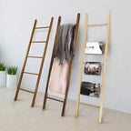 Échelle décorative Merisier Naturel - Flora Home : Porte-serviettes en Bois Massif, 5 Barreaux