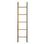 Échelle décorative Merisier Naturel - Flora Home : Porte-serviettes en Bois Massif, 5 Barreaux