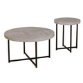 Buylateral 2pc Era Round End Coffee Table Gray: Minimalist, Industrial Style Living Room Set