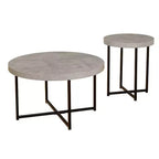 Buylateral 2pc Era Round End Coffee Table Gray: Minimalist, Industrial Style Living Room Set