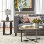 Lot de 2 tables basses rondes Era Buylateral grises : Ensemble de salon de style minimaliste et industriel
