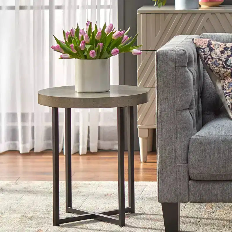 Lot de 2 tables basses rondes Era Buylateral grises : Ensemble de salon de style minimaliste et industriel