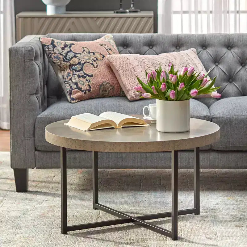 Lot de 2 tables basses rondes Era Buylateral grises : Ensemble de salon de style minimaliste et industriel
