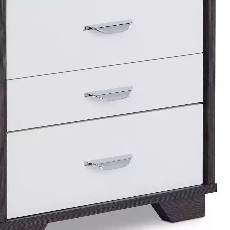 Table d'appoint Eloy 20" blanc/noir - Acme Furniture : Design rectangulaire moderne, cadre en MDF, plateau en bois composite, rangement avec tiroir