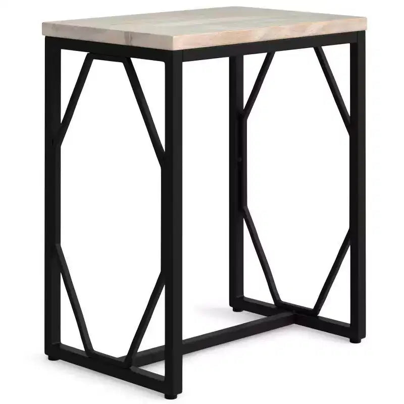 Ebsen Metal and Wood Accent Table White Wash - WyndenHall: Contemporary Rectangle Side Table, Scratch-Resistant