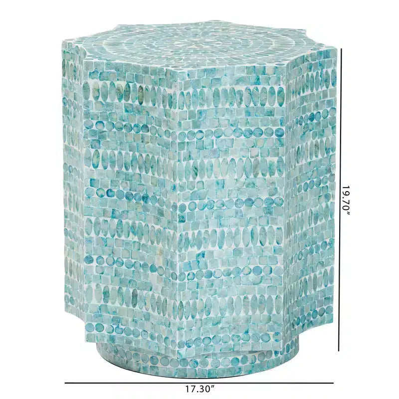 Table d'appoint Olesia Mother of Pearl de Baxton Studio : Bohème, dessus octogonal, aucun assemblage requis