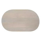 Table basse Urban Port de 96,5 cm avec plateau oblong en bois de manguier et pieds boules modernes, coloris blanc délavé