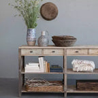 Console en bois Storied Home Naturel : Table d'entrée rectangulaire de 60 pouces, Aucun assemblage requis