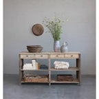 Console en bois Storied Home Naturel : Table d'entrée rectangulaire de 60 pouces, Aucun assemblage requis