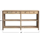 Console en bois Storied Home Naturel : Table d'entrée rectangulaire de 60 pouces, Aucun assemblage requis