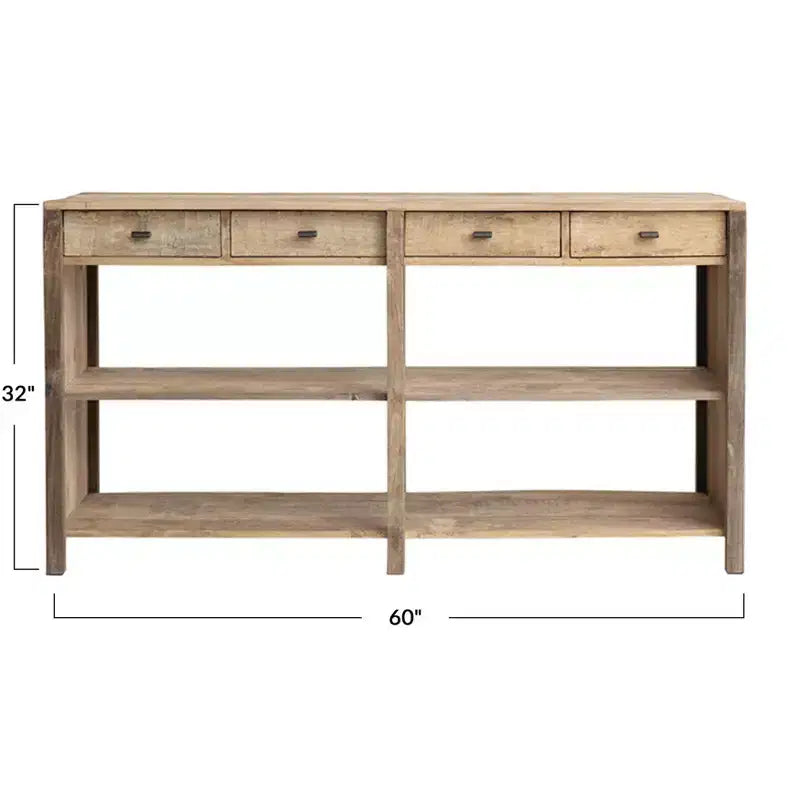 Console en bois Storied Home Naturel : Table d'entrée rectangulaire de 60 pouces, Aucun assemblage requis