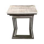 Carolina Living Addison Tables Gigognes Bois Flotté Naturel/Fer Vieilli : 3 Pièces, Bois de Mangue Massif, Cadre Métallique, Aucun Assemblage Requis