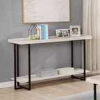 HOMES: Inside + Out Grislare Table de canapé rectangulaire Blanc antique/Noir : Style de transition, Étagère de rangement, MDF et placage