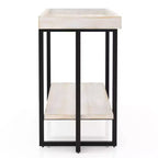 HOMES: Inside + Out Grislare Table de canapé rectangulaire Blanc antique/Noir : Style de transition, Étagère de rangement, MDF et placage